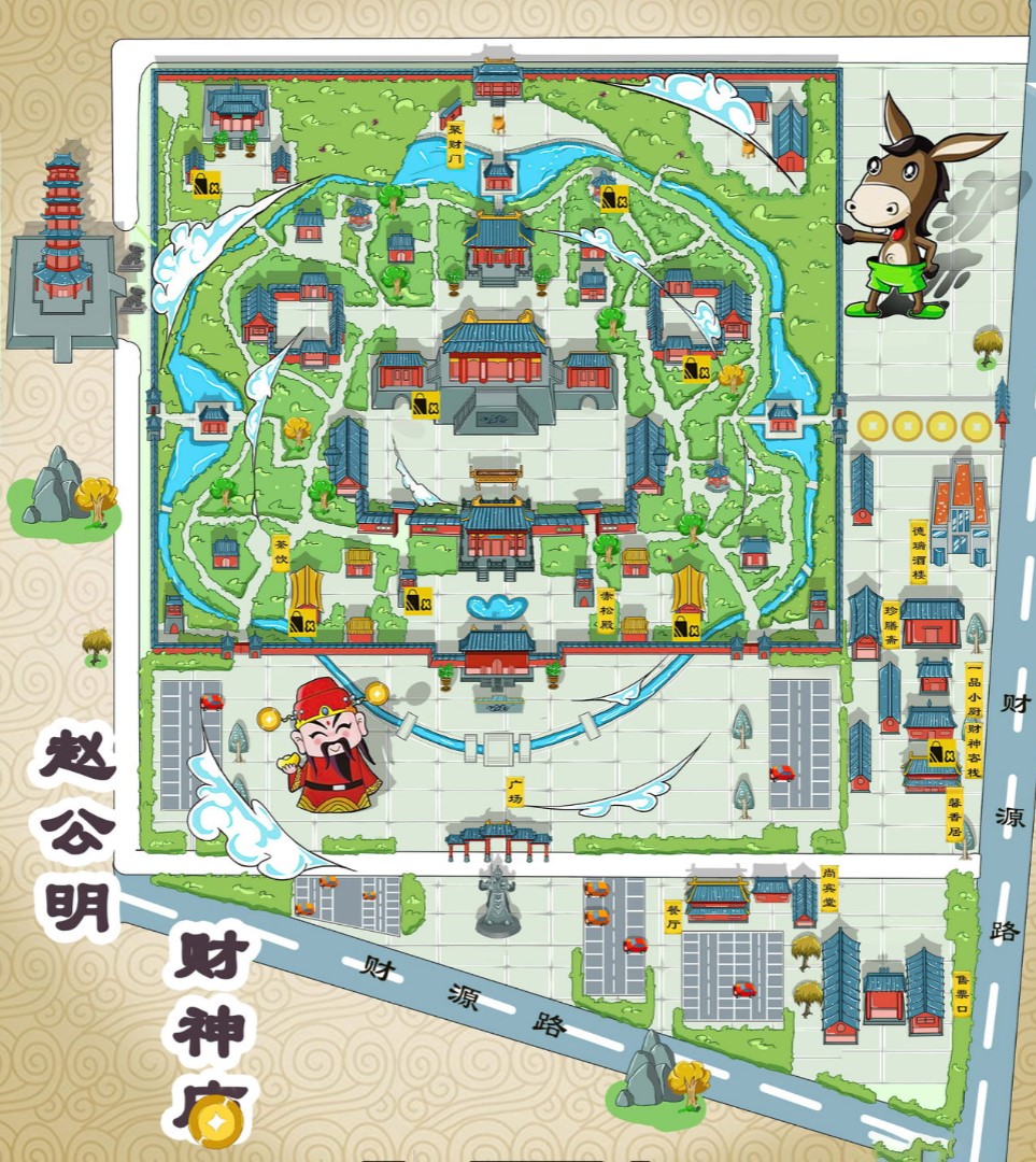 大茂镇寺庙类手绘地图